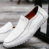 Men's Casual Non-Slip Lightweight Comfy Slip On Cowhide Loafers