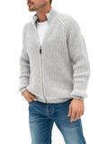 Men's Classic Solid Color Front Zipper Turtleneck Knitted Sweater