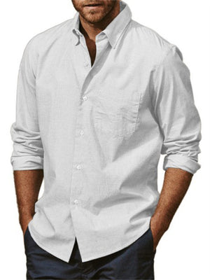 Trendy Lapel Collar Long Sleeve Loose Button Down Shirts for Men