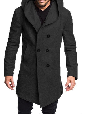 Casual Comfy Double-Breasted Hooded Coat