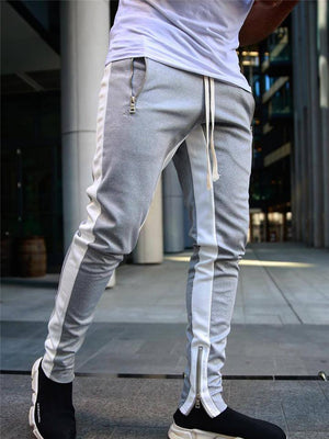 Mens Casual Side Stripe Sporty Drawstring Joggers Track Pants