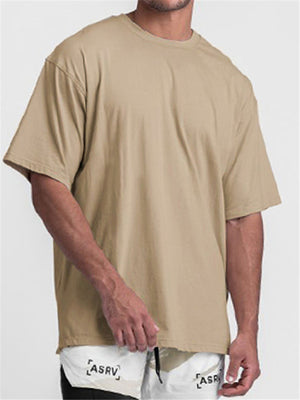 Mens Casual Loose Solid Color Split T-Shirts