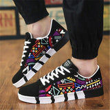 Mens Fashion Breathable Print Personality Casual Lace Up Shoes