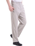 Mens Loose Vertical Solid Color Comfy Casual Trousers Slacks