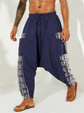 Mens Floral Printing Casual Baggy Harem Pants