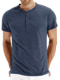 Men's Simple Style Solid Color Short-Sleeved Button T-Shirt