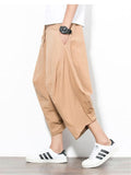 Casual Loose Vintage Linen Cropped Harem Pants