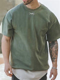 Soft Cotton Crew Neck Short Sleeve Drawtring Hem Running T-Shirt