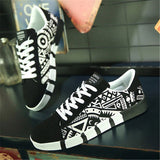 Mens Fashion Breathable Print Personality Casual Lace Up Shoes