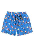 Mens Loose Straight Flamingo Print Beach Shorts