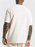 Male Stretchy Loose Knitted Polo Short Sleeve Shirts