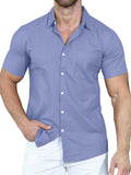 Summer Loose Trendy Solid Color Lapel Shirt for Men