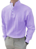 Men's Trendy Stand Collar Long Sleeve Pullover Business Shirts