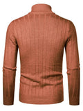 Relaxed Fit High Neck Ribbed Knit Long Sleeve Pullover Sweater