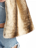 Exquisite Trendy Winter Thermal Gradient Color Lapel Imitation Fur Coat With Pockets