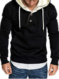 Fashion Neckline Decorated Buttons Thick Hoodie