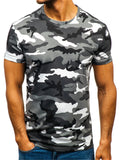 Men's Camouflage Printed Round Neck T-Shirt