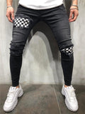 Casual Patch Ripped Denim Skinny Trousers