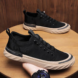 Breathable Fine Stitching Flat Sole Low-Top Canvas Walking Shoes