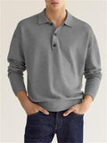 Men's V-neck Long Sleeve Polo Shirt for Autumn