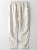 Mens Loose Breathable Straight Cotton&Linen Pants