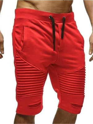 Men Summer Breathable Drawstring Elastic Waist Half Length Pants Shorts