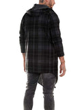 Simple Style Casual Plaid Loose Hooded Cloaks Coats For Men