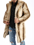 Exquisite Trendy Winter Thermal Gradient Color Lapel Imitation Fur Coat With Pockets