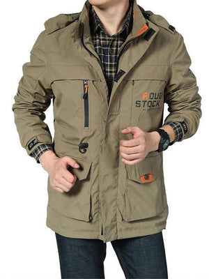 Midi Length Water Repellent Zip Up Standing Color Breathable Jacket Coat