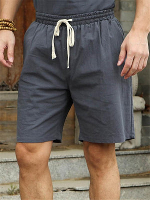 Mens Plus Size Linen Loose Beach Knee Shorts