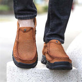 Outdoor Casual Breathable Wearable Soft Sole Leather Ankle Shoes