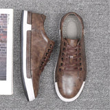 Mens Fashion Breathable Stitching Lace Up Ankle Shoes