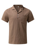 Turn-Down Collar Linen Short Sleeve T-Shirts