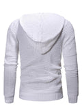 Winter Men's V Neck Horn Button Hooded Sweater