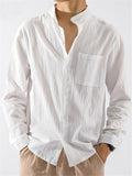 Casual Comfy Linen Cotton Mandarin-Collar Shirts For Men