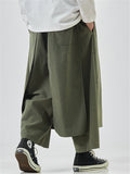 Mens Loose Fashion Fake Two Pieces Casual Pants