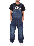 Men’s Fine-Stitching Adjustable Strap Multi-Pocket Full-Length Denim Bibs