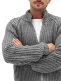 Men's Classic Solid Color Front Zipper Turtleneck Knitted Sweater