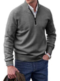 Men's Fashion Stand Collar Quarter Zip Sweaters