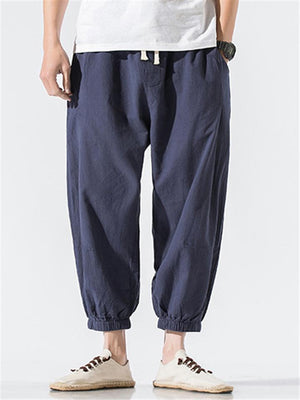 Fashion Loose Lightweight Plain Elastic Waist Pants