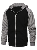 Casual Contrast Color Athletic Mens Work Hoodie in Autumn Winter