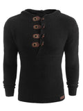 Winter Men's V Neck Horn Button Hooded Sweater