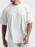 Mens Casual Loose Solid Color Split T-Shirts