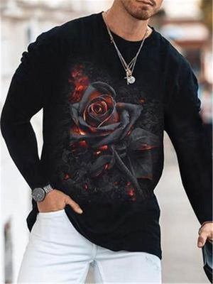 Mens Casual Print Long Sleeve T-Shirts