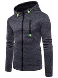 Men's Sport Casual Jacquard  Fleece Zipper Hoodie