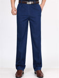 Elastane Classic Pure Color Straight Comfy Denim Pants