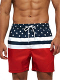 Mens Floral Printing Elastic Waist Casual Beach Shorts