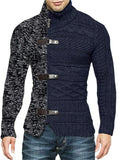 Contrast Color Zipper Turtle Neck Sweaters