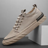 Breathable Fine Stitching Flat Sole Low-Top Canvas Walking Shoes