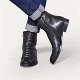 Embroidery Zip Plus Size Men's Leather Ankle Boots